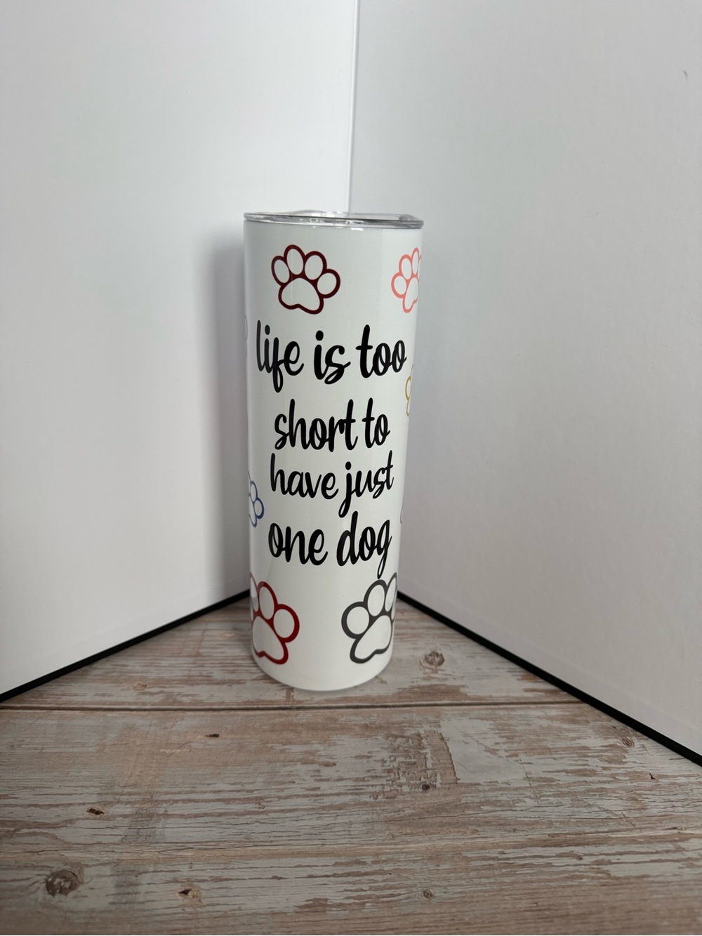 Dog Lover Paw Print Stainless Tumbler - White